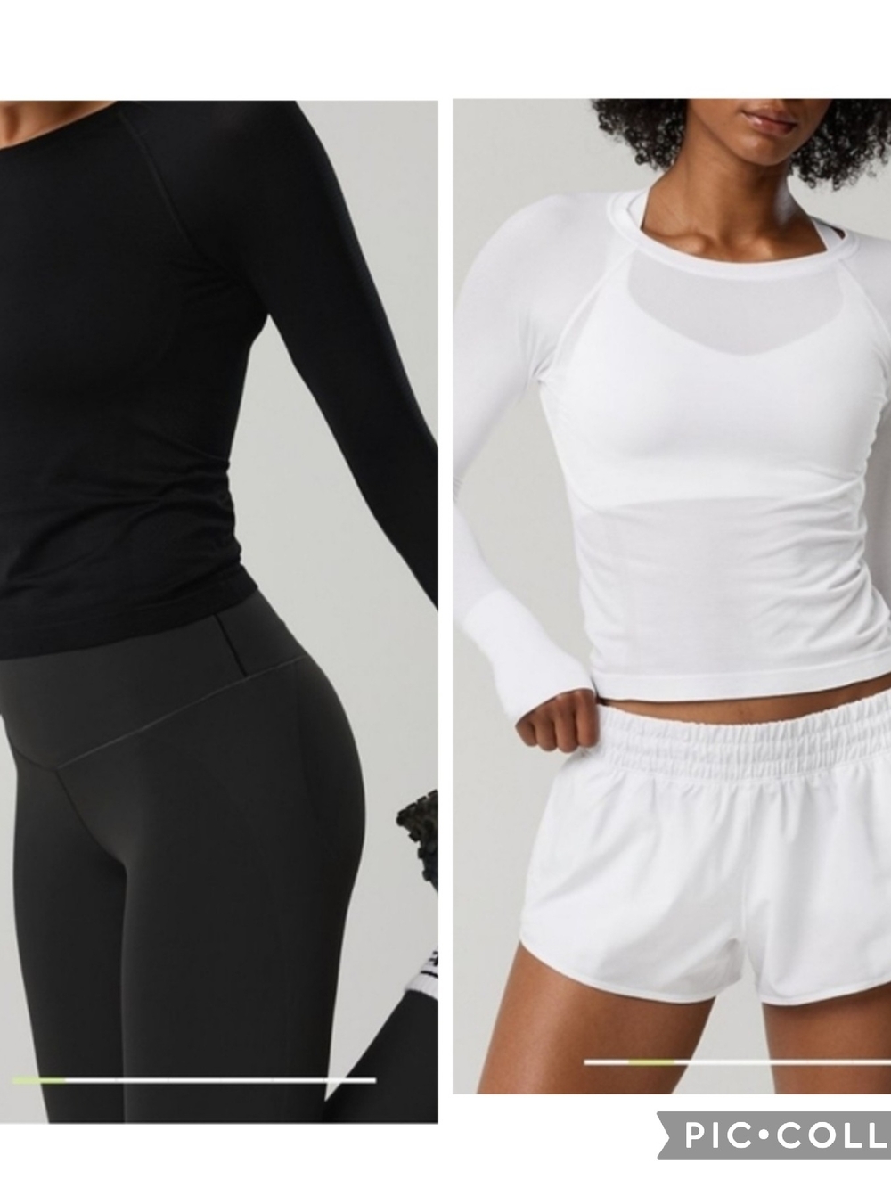 aerie Long Sleeve Athletic Top - Black & White